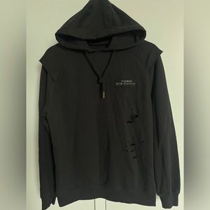 ASOS Black Vintage-Style Ripped Hoodie, Slim Fit, Size [M]